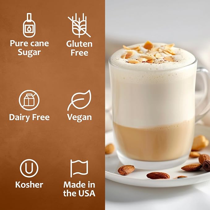Syruvia Coffee Syrup, Almond Flavored Syrup for Drinks, Lattes, and Desserts, Natural Flavors – 25.4 fl oz - with Pump