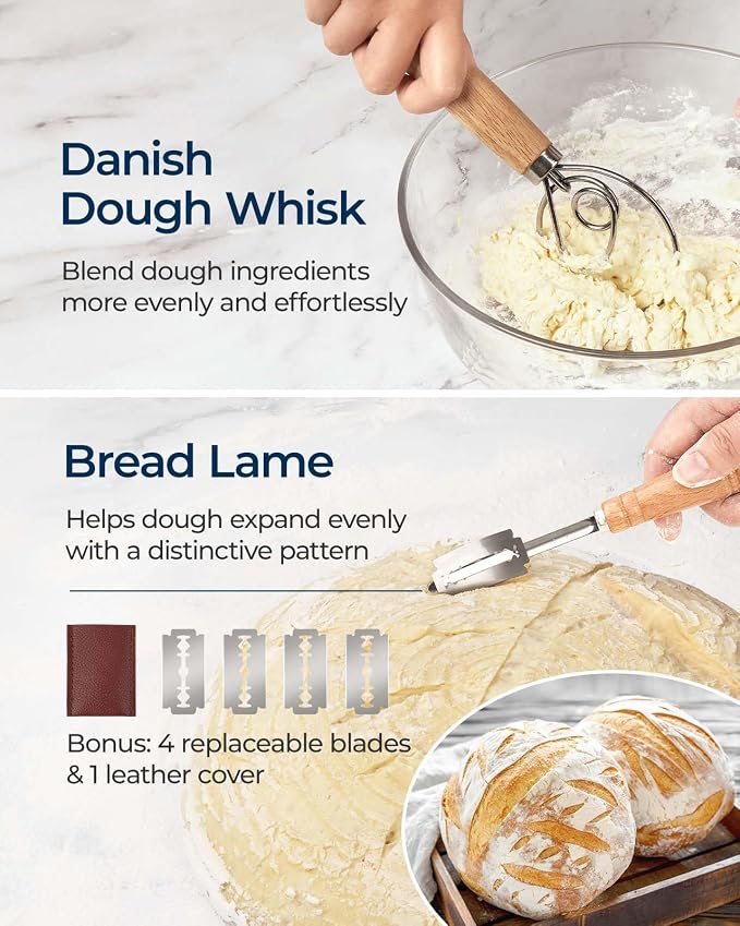 Lorzon Proofing Baskets with Sourdough Starter Jar Kit, 10" Round & 11" Oval Plastic Bannetons, Sourdough Bread Baking Supplies