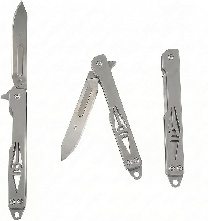 Bread Lame Bread Scoring Tool for Sourdough Baking, Folding Bread Scorer with 5PCS #60 Stainless Steel Blades, All-Metal Scoring Knife for Home Kitchen and Baking Classes, Sandblasted Gray