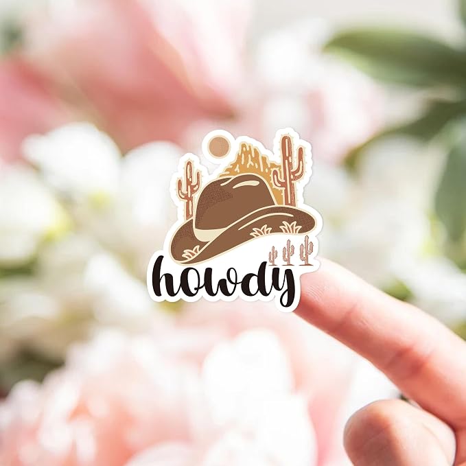 500pcs Howdy Cowboy Hat Sticker Roll, Western Party Stuff, Wild Life Cowgirl, Happy Mail, Thank You - Western Theme