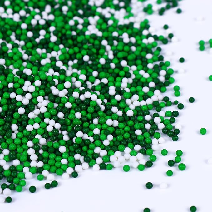 Green Sprinkles for Cupcakes, 2 mm Green and White Pearl Sprinkles, Nonpareils Sprinkle, St. Patrick's Day Sprinkles Edible for Cookies, Cake, Ice Cream, Macarons, and Baking(120g/4.23oz)
