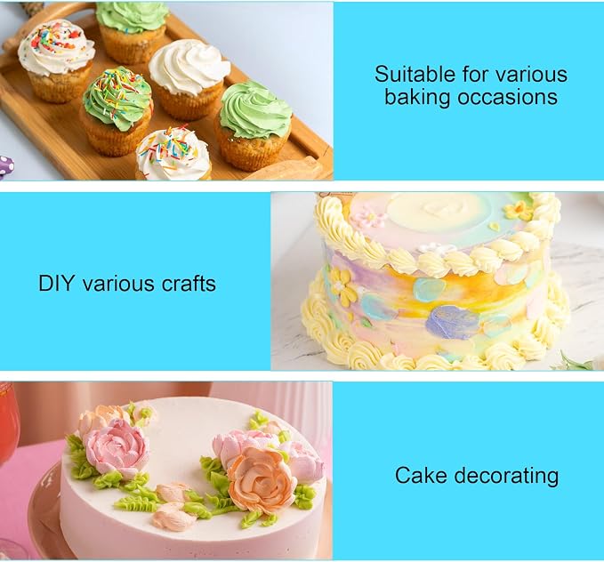18 Inch Reusable Piping Bags 3-Pack Silicone Icing Bag Large Pastry Bags Set Cake Decorating Reusable, Baking Dessert Piping Bag with 3 Icing Couplers for Standard Tips, Blue