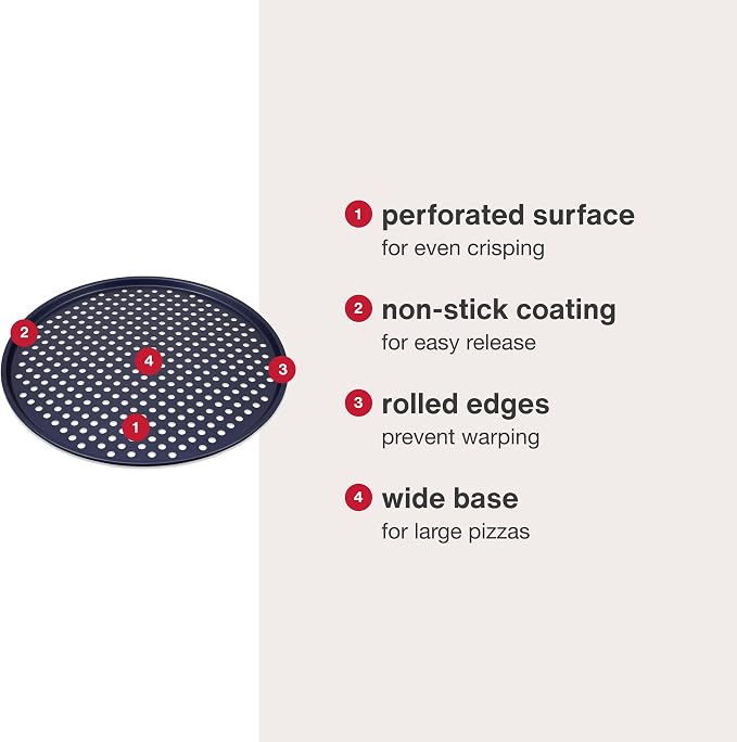 Zyliss Durable Non-Stick Pizza Tray | Carbon Steel | Dark Blue | Pizza Tray/Bakeware | Dishwasher Safe | 5 Year Guarantee…