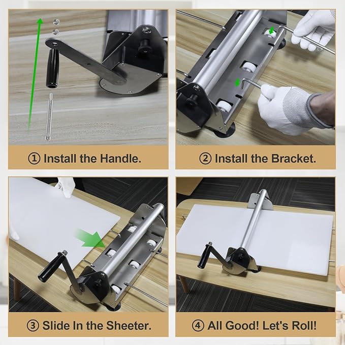 Dough Sheeter Manual Dough Sheeter Machine Stainless Steel for Croissant Pizza Pastry Cookie