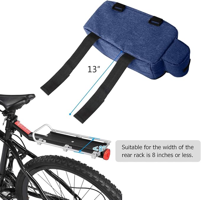RAYMACE Bike Rear Rack Bag, Bike Trunk Cooler Bag, Bicycle Pannier for Warm or Cold Items (Navy)