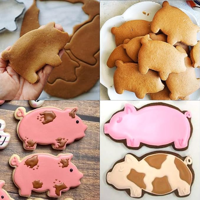 MrCookie Pig Cookie Cutters Set, 5pc Thickened Stainless Steel. | Sturdy food-grade stainless steel.5 sizes: 1.37-4.52in.For cookies,sandwiches,DIY.