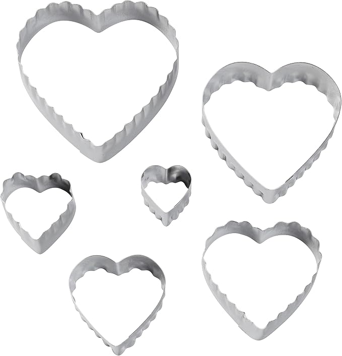 Wilton 6-Piece Nesting Fondant Double Sided Cut Out Cutters, Hearts,Silver