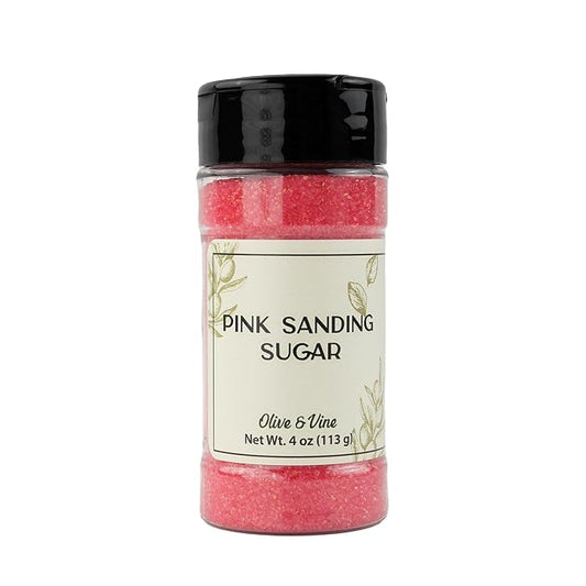 Olive & Vine Pink Sanding Sugar, Sweet Finish, For Baking & Decorating, Rich Tradition, Authentic Taste, For Global Recipes (4 Ounce)