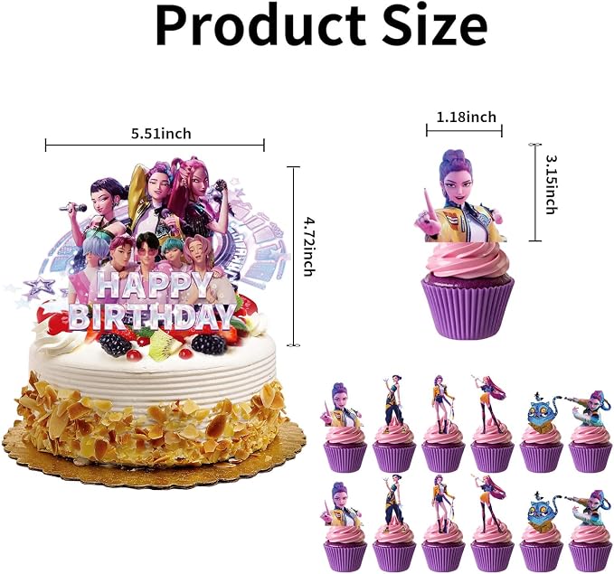 25 Pcs Cartoon Cake Decorations, Cute Happy Birthday Cake Toppers, Perfect for Theme Parties, Birthday Celebrations, and Holiday Festivities