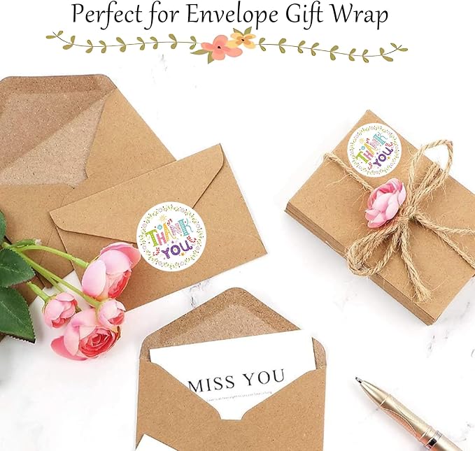 1000 Pcs 1.5Inch Thank You Stickers Self-Adhesive for Envelope Seals,Small Business Packaging,Bakery Gift Boxes,Dessert,Cookie Boxes
