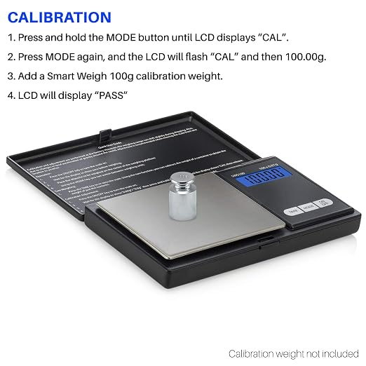 Smart Weigh SWS100 Digital Pocket Scale – 100g x 0.01g High Precision Scale for Reloading, Jewelry, Gems, and Medicine – Backlit LCD, Battery Included, Black