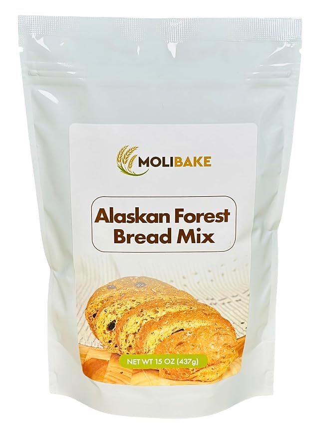 Molibake Alaskan Forest Bread Mix 15 oz Cranberry Multigrain Baking Mix with Flax & Sunflower Seeds