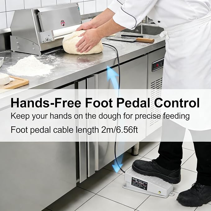 Electric Dough Sheeter Machine Pasta Maker Machine for Icing Pizza Dough Roller Sheeter Automatic Commercial Pizza Press Stainless Steel for Bread Marzipan and Puff Pastry (450W)