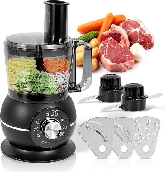 12 Cup Smart Food Processor, Electric Food Chopper Slicer with French-Fry Slicing Shredding Chopping Kneading Cutter, For Meat, Vegetable, Fries, Cheese, Meat & Veggie Prep, Puree