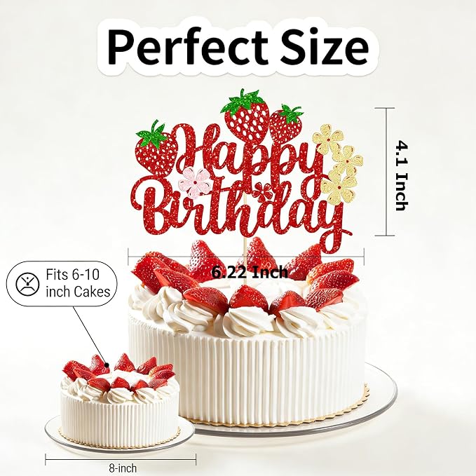 Happy Birthday Cake Topper Party Decorations for Kids Baby Showers, Themed Parties Happy Birthday Celebrations for Cake Decor Enthusiasts (Red1)