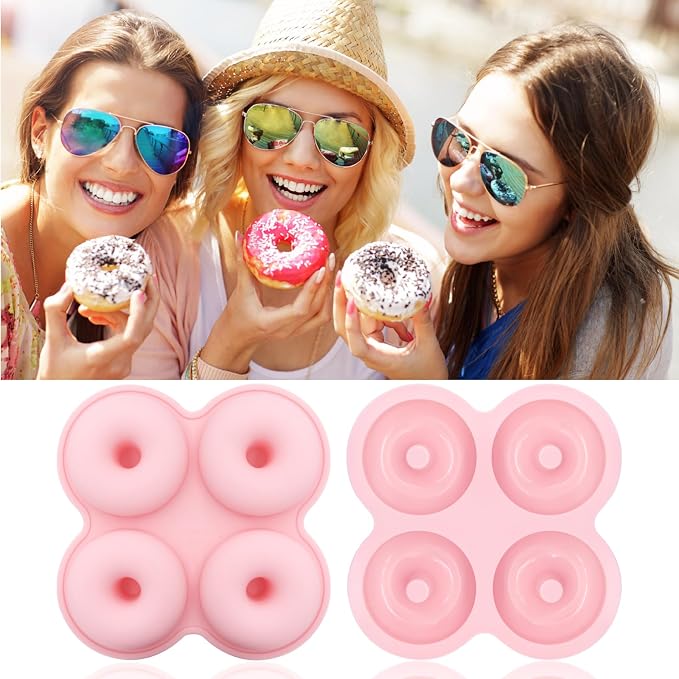 2 Pcs Air Fryer Donut Mold,Donut Pan,Reusable Donut Molds, Silicone doughnut mold, Cavity Non-Stick Bagel Pan,Air Fryer Accessories, Donut Pan for Baking