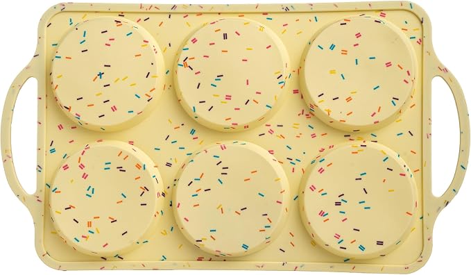 BAKE BOSS Jumbo Top Silicone Muffin Pans for Baking, 4 Inch Silicone Jumbo Muffin Pan 6 Cup, Egg Pan for Baking English muffins, Whoopie Pies, Corn Bread Bites, Confetti Muffin Top Pans Non Stick