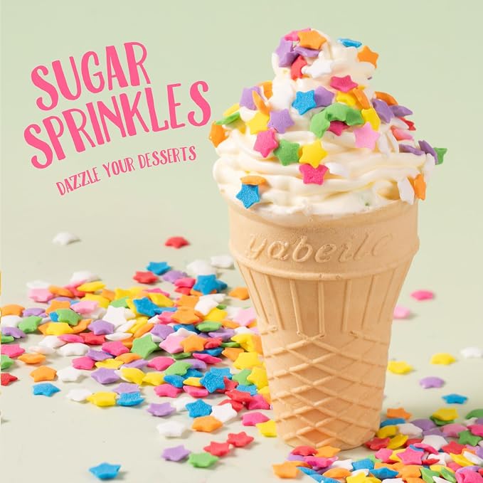 Rainbow Sprinkles for Cake Decorating Edible Star Confetti Sprinkles Mix for Cake, Baking, Ice Cream, Cookies, Cupcake Topper 4.2 OZ