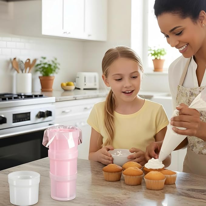 Pastry Piping Bag Holder Stand, Stackable Translucent Piping Bag Holder | Stand for Filling Hands-Free Adjustable Height Cream Icing Bags Rack for Baking