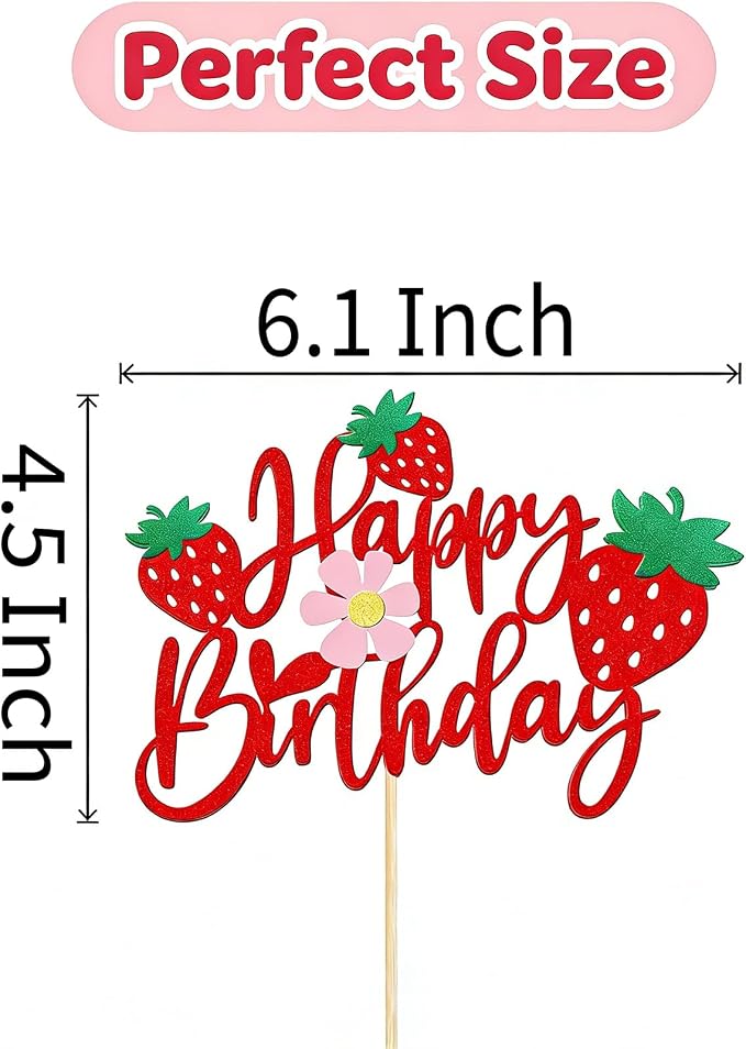Happy Birthday Cake Topper Party Decorations for Kids Baby Showers, Themed Parties Happy Birthday Celebrations for Cake Decor Enthusiasts (Red)