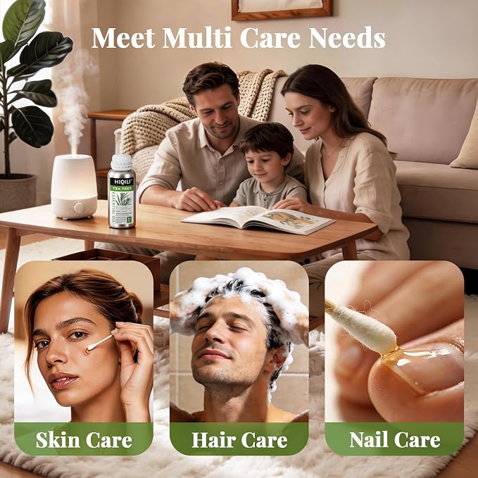 HIQILI Tea Tree Oil for Skin, Hair, Nail, Diffuser, Soap Making | Includes Two Portable Decanters - 500mL / 16 fl.oz