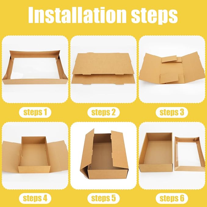 10 Pack Bakery Boxes with Window, 13.78x9.84x3.15 Inch Cookie Boxes, Large Cardboard Pastry Boxes, Take out Containers for Baking Pies, Cakes, Muffins and Pastries (M)