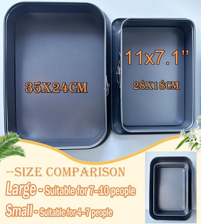 Springform Cake Pan Non-Stick, 11 x 7.1 Inch Rectangle Cheesecake Pan, Tiramisu Bakeware with Removable Bottom Baking Pan Mold Leakproof