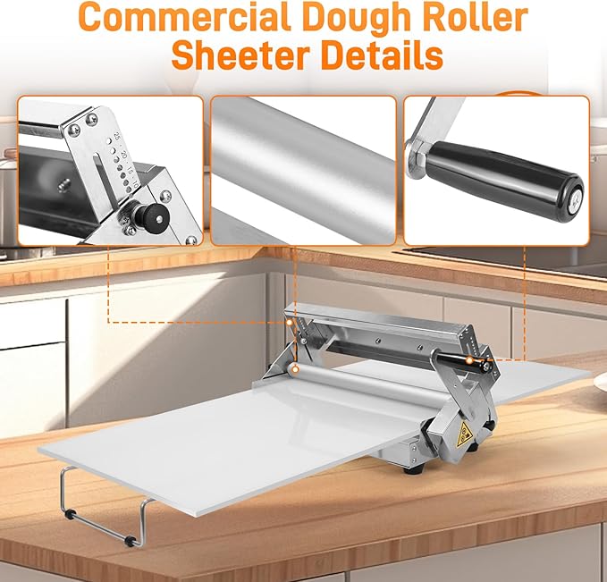 Folding Dough Rolling Machine with 39.4'' x 15.8" Sheeter Board, Stainless Steel Manual Dough Sheeter for Home Manual Dough Roller Machine with Thickness Adjustable for Making Fudge Crust, Pizza Dough