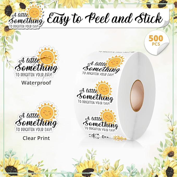 A Little Something to Brighten Your Day Cute Thank You Stickers, Small Business Online Retailers Bakeries Packaging Stickers, Christmas, Thanksgiving Day, Birthday Party Favors Labels Gifts