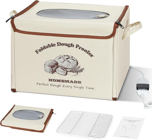 Foldable Bread Proofing Box for Sourdough,70°F-122°F Temp Controlled Dough Proofer with 1-24H Digital Timer,Electric Proofing Container Sourdough Bread Baking Supplies for Home Baking,Yogurt Making