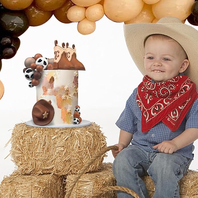 28PCS Cowboy Cake Decorations Hat and Boot Cake Toppers Western Cowboy Birthday Baby Shower for Western Theme Party Favors Supplies