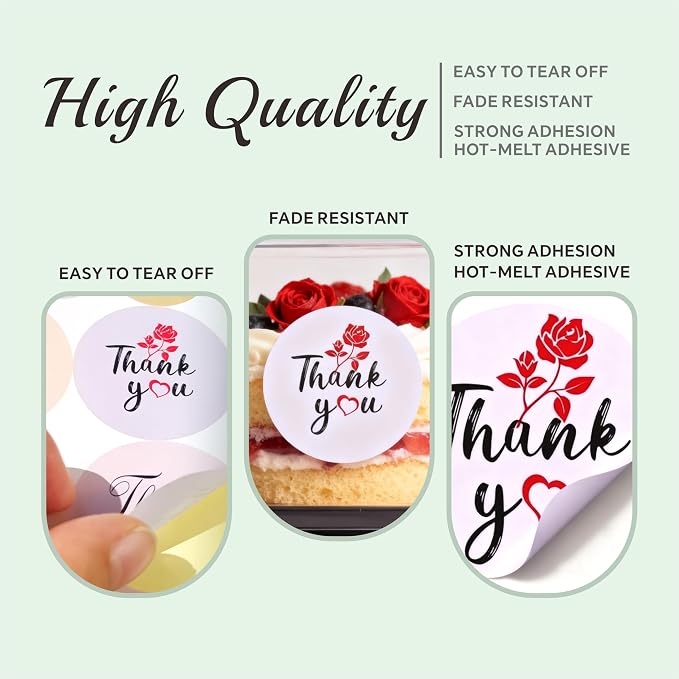 Thank You Stickers 600 Pcs - 1.5" & 1" Round Labels for Small Business, 7 Designs Packaging Stickers for Handmade Products, Envelopes, Gift Wrapping & Crafts