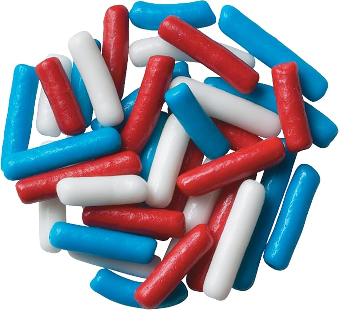 DecoPac Red, White, & Blue Sprinkles | Extra Large 26oz Pack | Cake Sprinkle Mix, Fancy Sprinkles For Cake Decorating, Handheld Container, Candy Sprinkles, Cake Sprinkles - Red, White, & Blue