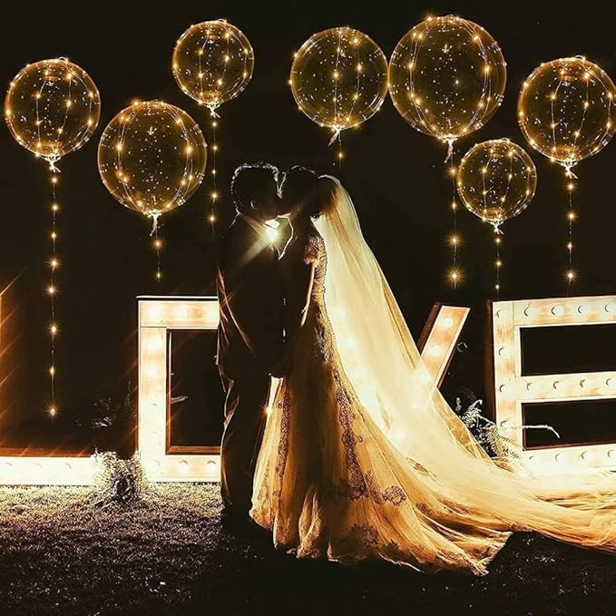 20 Pack Led Balloons Light Up with Warm White Lights, 20 Pcs Transparent Balloons and 20 Pcs Led Lights, Perfect Supply for Wedding, Birthday Party, Glow Stick Party
