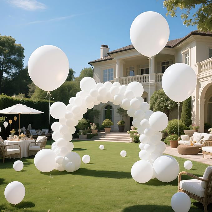 White Balloon,145pcs Premium Latex White Balloons Arch Kit Different Sizes 18 12 10 5 Inch,Balloon Garland Arch for Birthday Party Baby Bridal Shower Wedding Graduation Anniversary Decoration