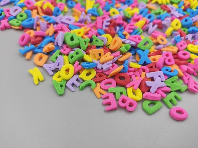 Colorful edible school enrollment Letters Sprinkles- Sugar decoration for the start of school - ABC alphabet figures for cakes and cupcakes Decorating, 2.5oz(Not including a full alphabet set)