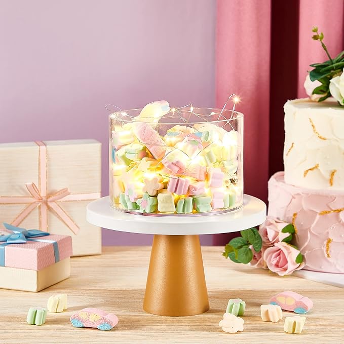 Sintuff 3 Pcs Acrylic Cake Stand with LED Lights 9‘’, 11‘’, 13‘’ Clear Fillable Cake Riser Round 3 Tier Case Box for Wedding Birthday Holiday Party Food Display, 3 Sizes