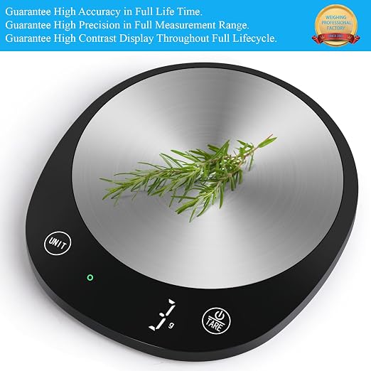 Homebuds 22lb Digital Food Scale Grams and Ounces in 1g, High Precision Assured by Kitchen Scale Professional Factory Since 2001, Gram Scale for Cooking and Baking, LED, 3*AAA Included, Black