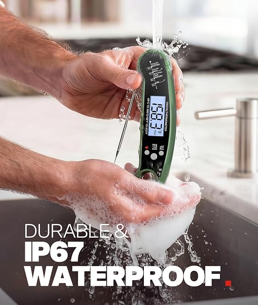 Meat Thermometer Digital - Instant Read Food Thermometer for Grilling, BBQ, Air Fryer, Smoker, Candy Making, Kitchen Gadgets, BBQ Essentials, Green