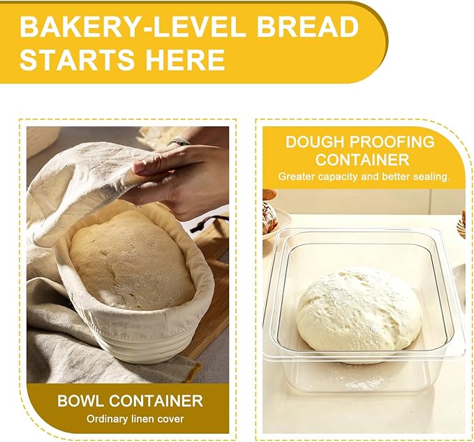 Dough Proofing Container, 5QT Large Capacity Holds Up to 6.6Lb of Dough, BPA-Free Tray with Lid Dough Rising Box for Bread, Sourdough, Pizza