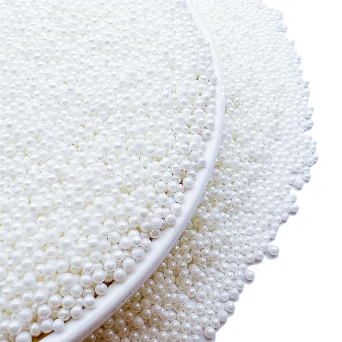 SE Si&Moos Nonpareil Sprinkles, 2mm White Mini Edible Pearls White Sprinkles for Cake Decorating Halloween Cookie Decorations Wedding Baby Shower Party Christmas Holiday Supplies 3.5 OZ