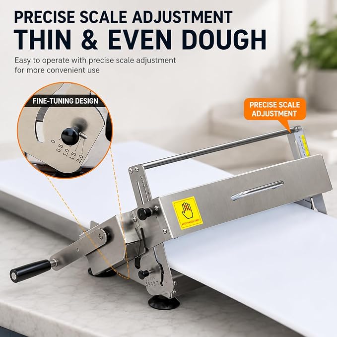 Folding Dough Sheeter, Countertop Dough Sheeter,Dough Roller Machine Stainless Steel Sheeter 0.2-25mm Adjustable Thickness Stainless Steel Manual Dough Sheeter Machine W Electric automatic