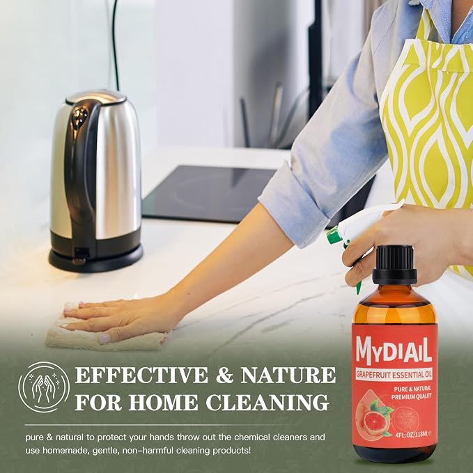 Grapefruit Essential Oil (4fl oz) Pure and Natural Grapefruit Oil Essential Oil for Diffuser, Massage, Aromatherapy, Candle Making, Skin Care, Home Cleaning, Bathing - 118ml