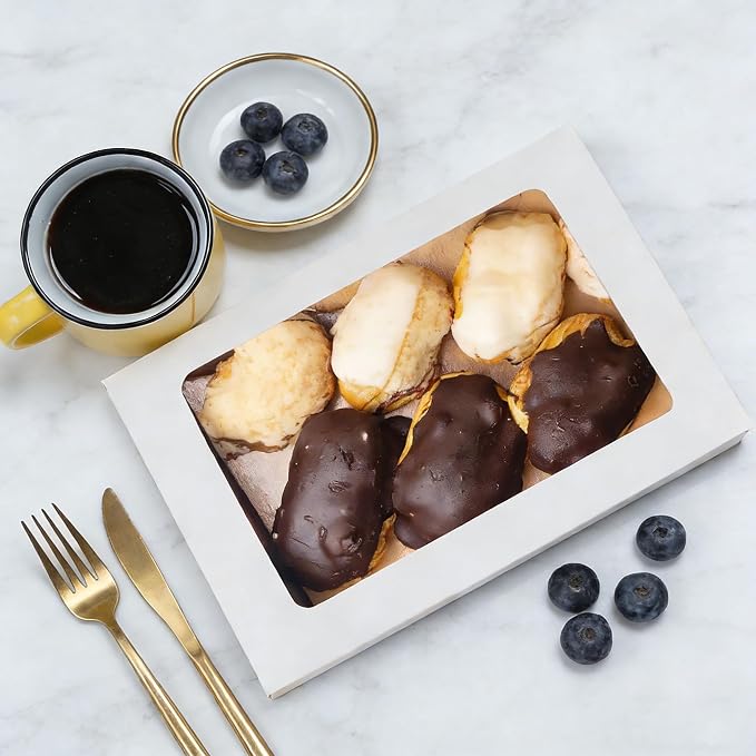 White Bakery Boxes with Window, 9x6x3 Inch, for Pastry, Dessert, Pies Packaging, Great for Birthday Party, 30 Pack