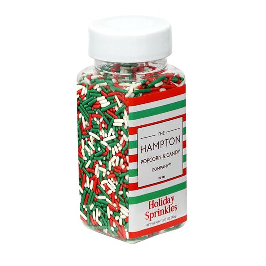 Red, Green & White Christmas Sprinkles Jimmies 3.17 oz, Sprinkles For Cake Decorating, Cake Sprinkles, Sprinkles For Baking, Ice Cream & More, The Hampton Candy Company