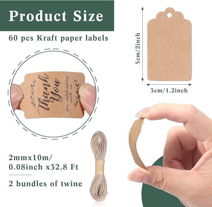 Mimorou 100 Pack Brown Gable Boxes Bulk with Tags and Twine,Thank You Gift Party Favor Boxe for Candy Cookies, Treat Boxe for Father’s Day 4th of July Birthday Wedding Bridal Shower 6.2 x 3.5 x 3.5