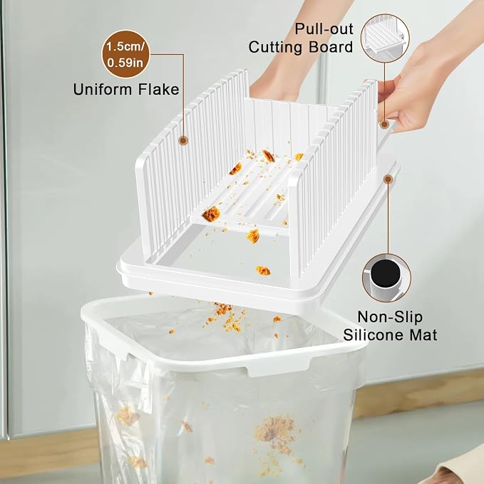 Kiss Core Upgrade Pull Out Bread Slicer for Homemade Bread, Foldable Bread Slicing Guide,Removable Cutting Board, Slice Evenly, Bread cutter slicer Suitable for Bread Making Supplies