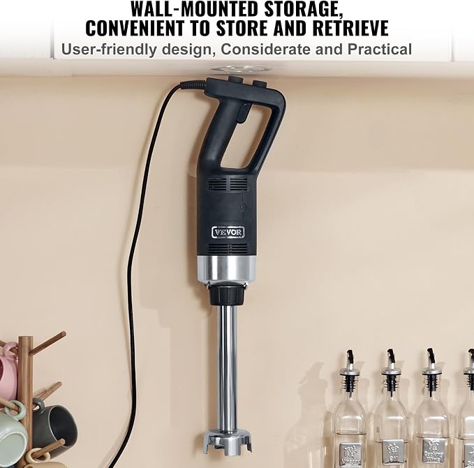 Vevor Commercial Immersion Blender, 750W, 12" Heavy Duty Hand Mixer, Variable Speed, 304 Stainless Steel Blade, Multi-Purpose
