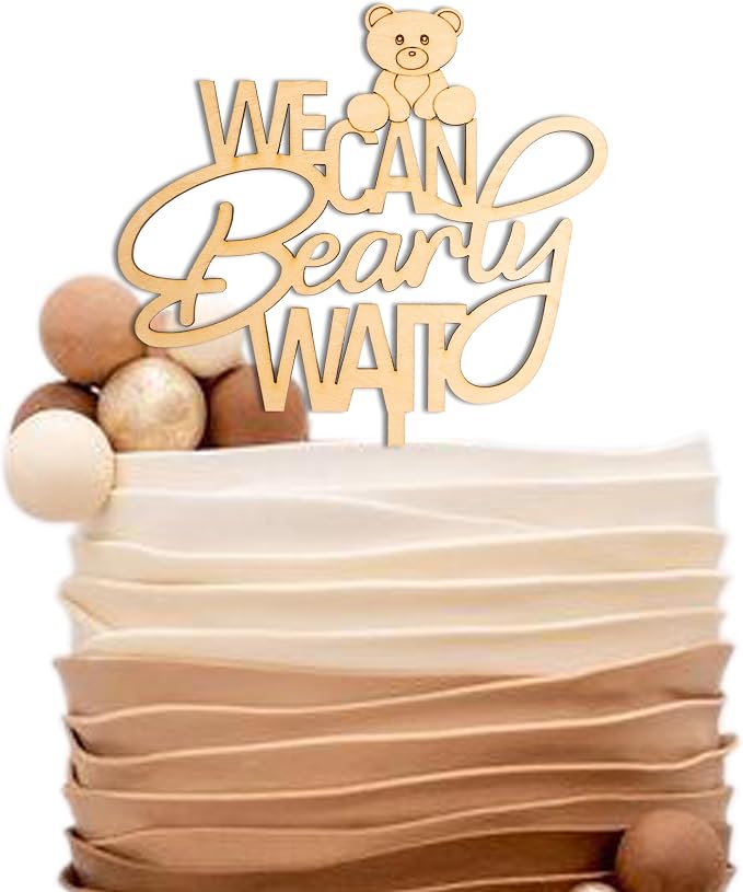 ZAIBIANHAO We Can Bearly Wait Cake Topper | Bear Theme Cake Decorations, Beary Baby Shower Party Supplies, Gender Reveal Cake Smash Photo Props