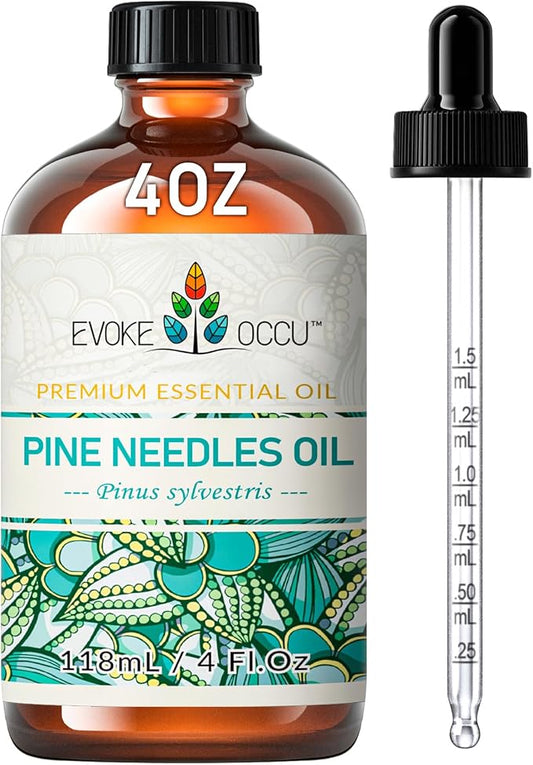 EVOKE OCCU Pine Essential Oil for Diffuser, Fresh Pine Scent for Aromatherapy, Skin, Hair Care, Soap & Candle Making - 4 Fl Oz
